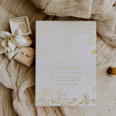 ヴィンテージエレガント金箔花結婚の花 箔招待状