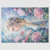 ヴィンテージエレガント金髪の女性ピンク牡丹 薄葉紙 (正面)