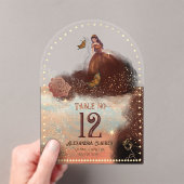 ヴィンテージエレガント銅バラアクリル系表番号 アクリル招待状 (インサイチュ (ポータブル))