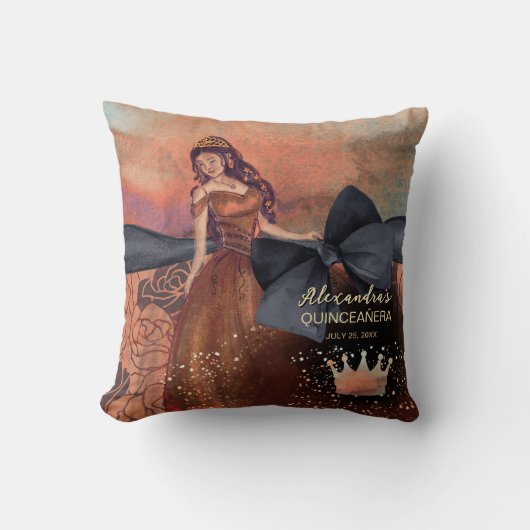 ヴィンテージエレガント銅バラキンセアニラキープサケ クッション (正面)