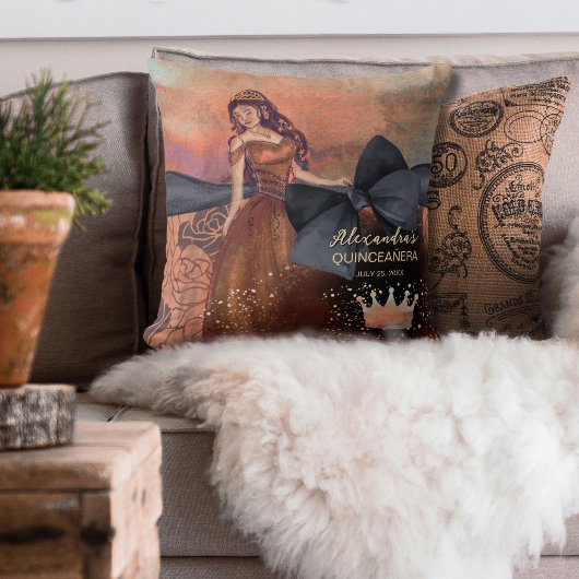 ヴィンテージエレガント銅バラキンセアニラキープサケ クッション