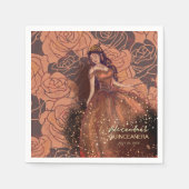 ヴィンテージエレガント銅バラキンセアニラナプキン スタンダードカクテルナプキン (正面)