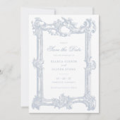 ヴィンテージエレガント飾結婚り枠の救日付 招待状 (正面)