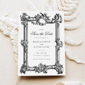 ヴィンテージエレガント飾結婚り枠の救日付 招待状