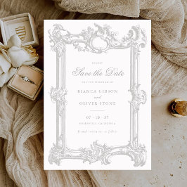 ヴィンテージエレガント飾結婚り枠の救日付 招待状
