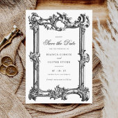 ヴィンテージエレガント飾結婚り枠の救日付 招待状