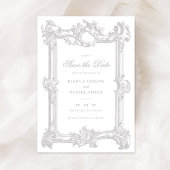ヴィンテージエレガント飾結婚り枠の救日付 招待状