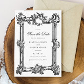 ヴィンテージエレガント飾結婚り枠の救日付 招待状