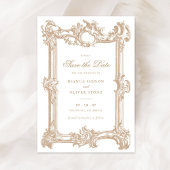 ヴィンテージエレガント飾結婚り枠の救日付 招待状