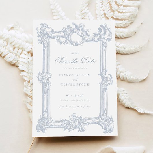 ヴィンテージエレガント飾結婚り枠の救日付 招待状