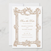 ヴィンテージエレガント飾結婚り枠の救日付 招待状 (正面)