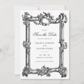 ヴィンテージエレガント飾結婚り枠の救日付 招待状 (正面)