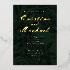 ヴィンテージエレガント飾結婚用花 箔招待状