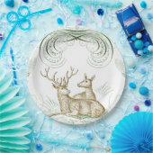 ヴィンテージエレガント鹿 ペーパープレート (パーティー)