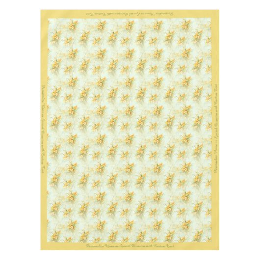ヴィンテージエレガント黄色のフローラ花 テーブルクロス (正面)