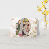 ヴィンテージエレガント1920年代レディースファッション カード (黄色い花)