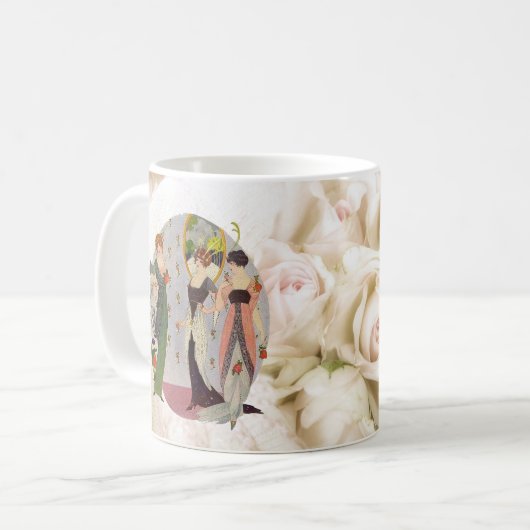ヴィンテージエレガント1920年代レディースファッション コーヒーマグカップ (正面左)