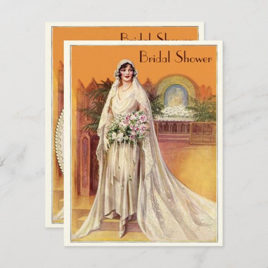 ヴィンテージエレガント1930年代ブライドブライダルシャワー 招待状 (正面/裏面)