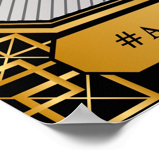 ヴィンテージエレガント アートデコ ブラックゴールド ウェディング ポスター (角)