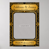 ヴィンテージエレガント アートデコ ブラックゴールド ウェディング ポスター (正面)