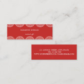 ヴィンテージエレガント，シック，レッド，ホワイトレース スキニー名刺 (正面/裏面)