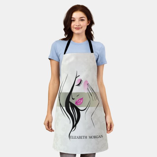 ヴィンテージエレガント、シック、レース、ガールシルエット エプロン (着用した状態)