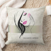 ヴィンテージエレガント、シック、レース、ガールシルエット クッション (ブランケット)