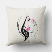 ヴィンテージエレガント、シック、レース、ガールシルエット クッション (裏面)