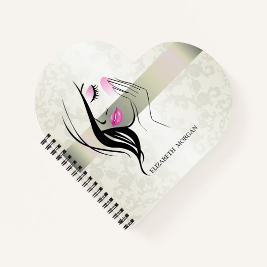 ヴィンテージエレガント、シック、レース、ガールシルエット ノートブック (正面)