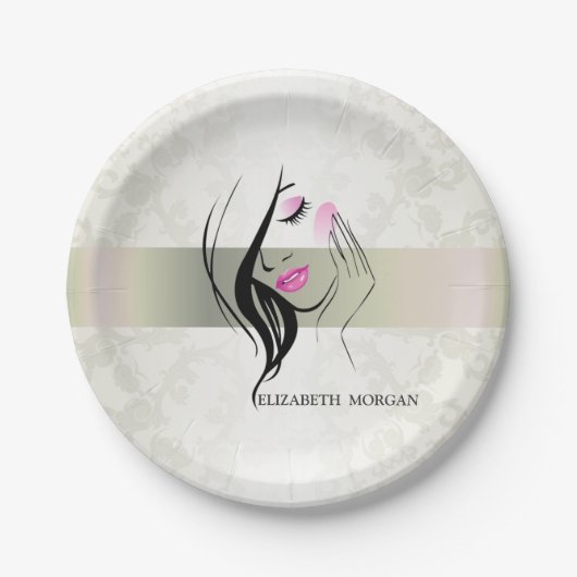 ヴィンテージエレガント、シック、レース、ガールシルエット ペーパープレート (正面)