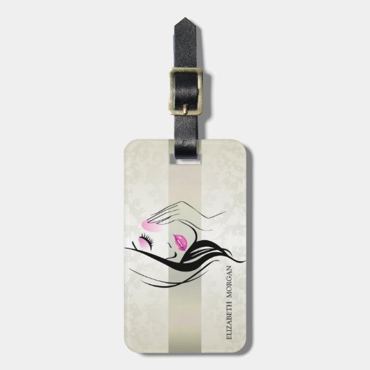 ヴィンテージエレガント、シック、レース、ガールシルエット ラゲッジタグ (正面縦)