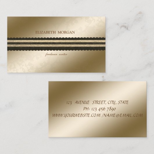 ヴィンテージエレガント，シック，レース 名刺 (正面/裏面)