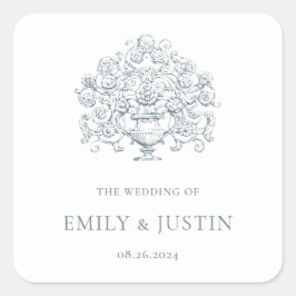 ヴィンテージエレガント ダスティーブル バロックウェディング スクエアシール