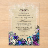 ヴィンテージエレガント・ダーク・ア結婚リス アクリル招待状 (正面)