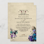 ヴィンテージエレガント・ダーク・ア結婚リス 招待状 (正面/裏面)