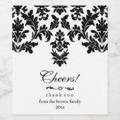 ヴィンテージエレガント、ブラックダマスク ワインラベル (シングルラベル)