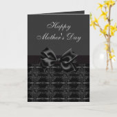 ヴィンテージエレガント・ブラック・アンド・シルバー・マザーズ・デイ・カード カード (黄色い花)