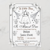 ヴィンテージエレガント、不気味ハロウィーンの赤ちゃんシャワー 招待状 (正面/裏面)