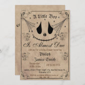 ヴィンテージエレガント、不気味ハロウィーンの赤ちゃんシャワー 招待状 (正面/裏面)