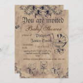 ヴィンテージエレガント、不気味ハロウィーンの赤ちゃんシャワー 招待状 (正面/裏面)