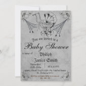 ヴィンテージエレガント、不気味ハロウィーンの赤ちゃんシャワー 招待状 (正面)