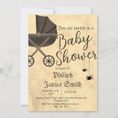 ヴィンテージエレガント、不気味ハロウィーンの赤ちゃんシャワー 招待状 (正面)