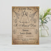 ヴィンテージエレガント、不気味ハロウィーンの赤ちゃんシャワー 招待状 (スタンド正面)