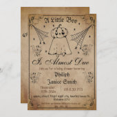 ヴィンテージエレガント、不気味ハロウィーンの赤ちゃんシャワー 招待状 (正面/裏面)