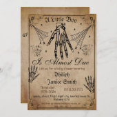 ヴィンテージエレガント、不気味ハロウィーンの赤ちゃんシャワー 招待状 (正面/裏面)