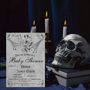 ヴィンテージエレガント、不気味ハロウィーンの赤ちゃんシャワー 招待状