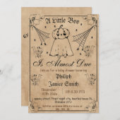 ヴィンテージエレガント、不気味ハロウィーンの赤ちゃんシャワー 招待状 (正面/裏面)