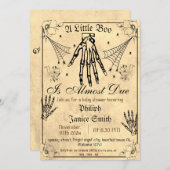 ヴィンテージエレガント、不気味ハロウィーンの赤ちゃんシャワー 招待状 (正面/裏面)