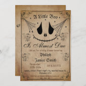 ヴィンテージエレガント、不気味ハロウィーンの赤ちゃんシャワー 招待状 (正面/裏面)