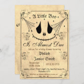 ヴィンテージエレガント、不気味ハロウィーンの赤ちゃんシャワー 招待状 (正面/裏面)